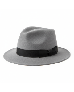 Chapeau fedora en feutre de laine Classic - Gris chiné