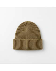 Bonnet côtelé en laine mérinos Essential - Kaki