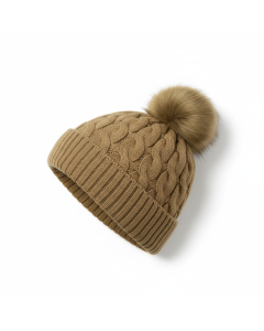 Bonnet à pompon cachemire Fjord - Kaki