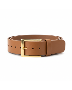 Ceinture en cuir boucle dorée Classique - Camel