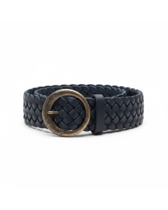 Ceinture large tressée Bohème - Bleu marine