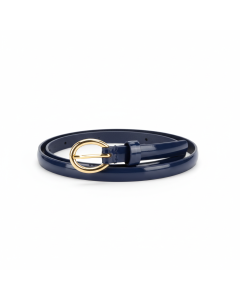 Ceinture fine en cuir verni Chic - Bleu marine