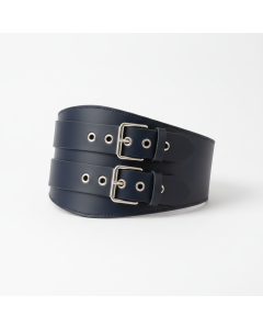 Ceinture corset large en cuir noir Statement - Bleu marine