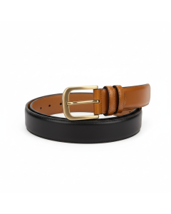 Ceinture réversible cuir noir/cognac Duo - Camel