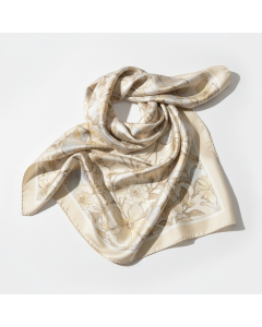 Foulard carré en soie 90x90 Floral - Ivoire