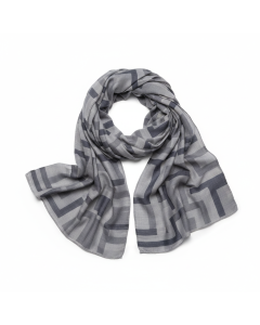 Foulard léger en modal imprimé géométrique Art - Gris chiné