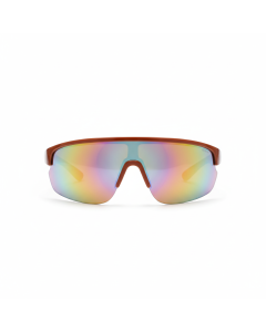 Lunettes de soleil miroir sport Shield - Cognac