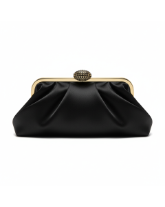 Pochette de soirée en satin drapé Gala - Noir