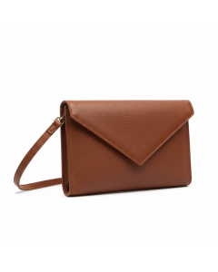 Pochette enveloppe cuir grainé Lettre - Cognac