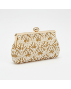 Pochette perlée brodée Maharani - Ivoire