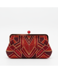 Pochette perlée brodée Maharani - Rouge
