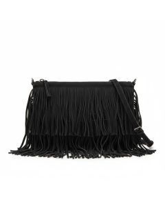 Pochette en daim à franges Festival - Noir