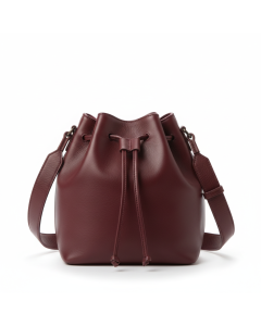 Sac seau en cuir souple Bohème - Bordeaux