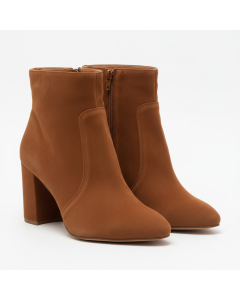 Bottine à talon cuir suédé Femme - Cognac - 39