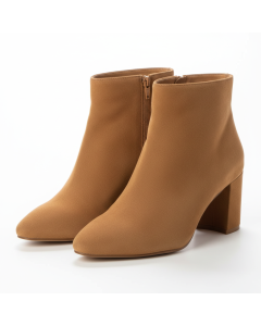Bottine à talon cuir suédé Femme - Camel - 39
