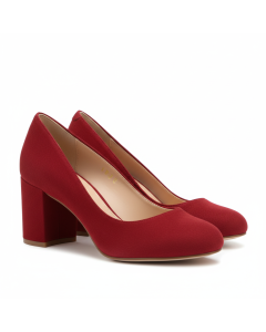Escarpin en daim talon bloc Confort - Rouge - 41