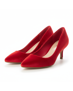 Escarpin kitten heel en velours Rétro - Rouge - 37