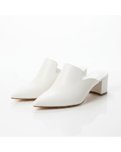 Mule à talon cuir Minimal - Blanc - 45