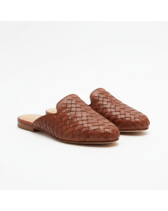 Mule tressée en cuir Artisan - Cognac - 45