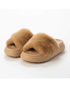 Claquette fourrée Hygge - Camel - 35