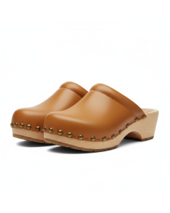 Sabot en cuir style scandinave Klog - Camel - 38