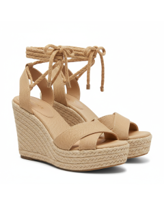 Sandale compensée espadrille Riviera - Camel - 35