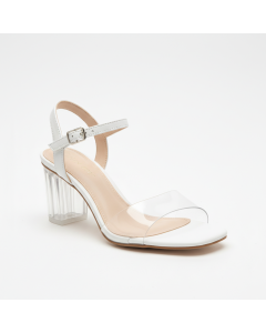 Sandale mit transparentem Blockabsatz Cristal