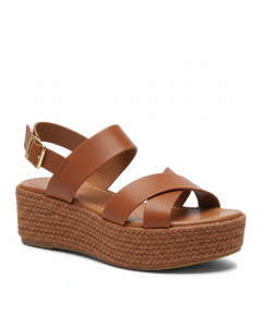 Sandale plateforme corde Ibiza - Cognac - 37