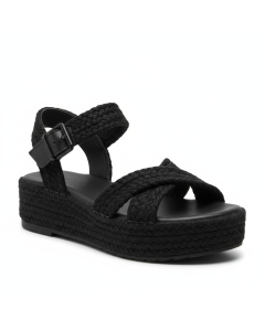 Sandale plateforme corde Ibiza - Noir - 37