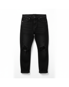 Jean boyfriend déchiré Grunge - Noir - 42
