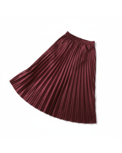 Jupe midi plissée en satin Grâce - Bordeaux - 34