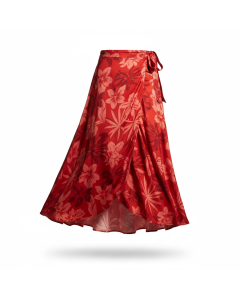Jupe portefeuille imprimée Exotique - Rouge - 44
