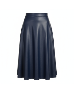 Jupe en cuir vegan trapèze Audace - Bleu marine - 40