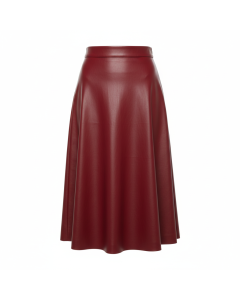 Jupe en cuir vegan trapèze Audace - Rouge - 40