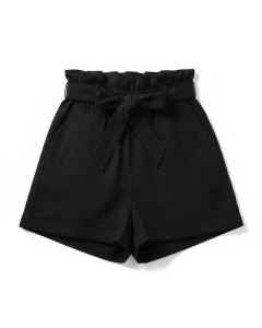 Short paperbag taille haute Ceinturée - Noir - 46