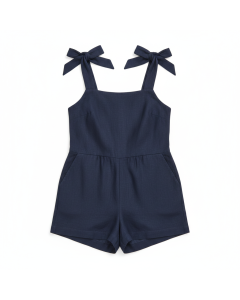 Combinaison short en lin Vacances - Bleu marine - L
