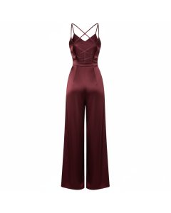 Combinaison dos ouvert en satin Éclat - Bordeaux - M