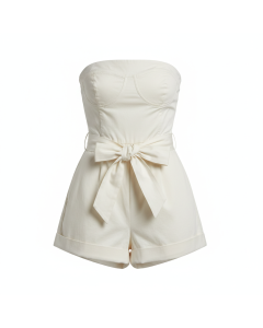 Kurzer Bustier-Overall aus Popeline Soleil