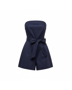 Combishort bustier en popeline Soleil - Bleu marine - L