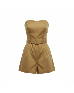 Combishort bustier en popeline Soleil - Kaki - L