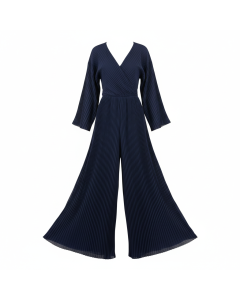 Combinaison palazzo plissée Lumière - Bleu marine - XL