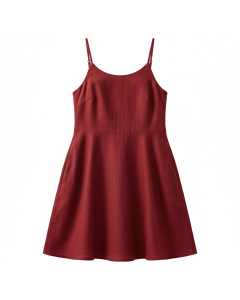 Robe courte en lin lavé Riviera - Rouge - XS