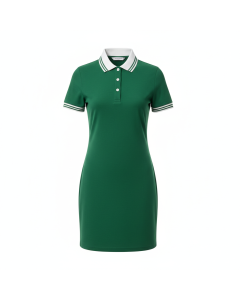 Robe polo en maille Sporty Chic - Vert sapin - XS