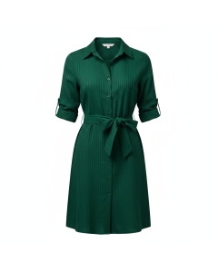 Robe chemise rayée Rivage - Vert sapin - L