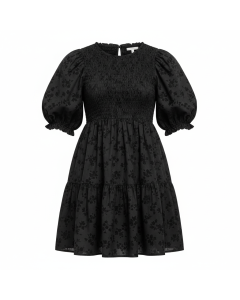 Robe babydoll smockée Bohème - Noir - M