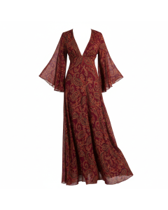 Robe longue fluide en viscose Bohemia - Bordeaux - S