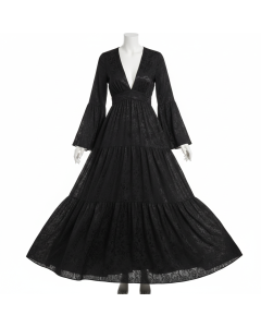 Robe longue fluide en viscose Bohemia - Noir - S