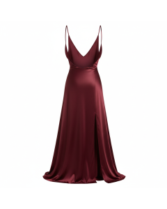 Robe longue dos nu en satin Diva - Bordeaux - XXL