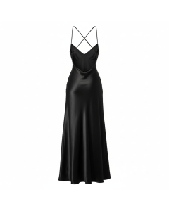 Robe longue dos nu en satin Diva - Noir - XXL