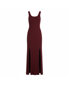 Geripptes Maxikleid mit Schlitz Minimaliste